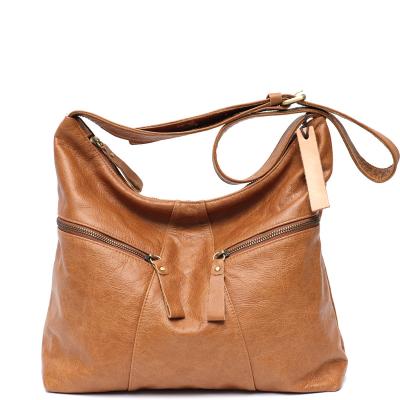 China Multi Pockets Single Crossbody Vintage Casual Women Shoulder Bag Oil Luxury Wax Pocket Genuine Leather Large Capacity Multi Handbag for sale