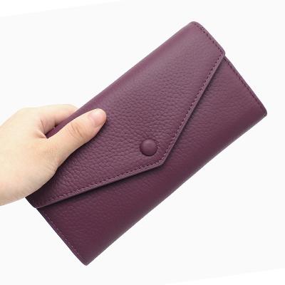 China 2023 New Design Women Leather Flip Wallet Fashion Functional Wallet Card Holder/Card Holder Long Grabs Female Zipper Phone Coin Pocket Cowhide Purse for sale