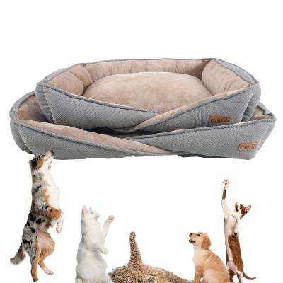 China Free Samples Breathable Eco-Friendly Pet Accessories Luxury Leather Cat Bed PNB Couch Dog Bed Small for sale