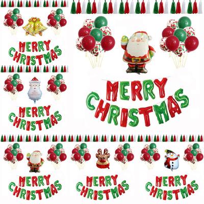 China Party Decoration Hugging Merry Christmas Santa Snowman Little Elk Bell Foil Balloon Decoration Set for sale