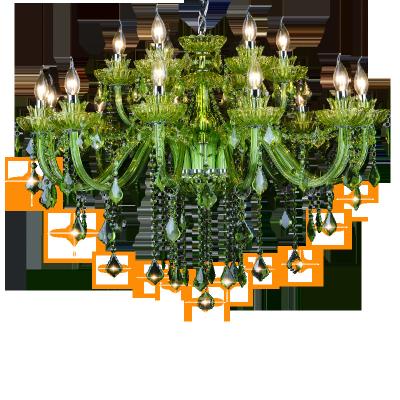 China EUROPEAN Modern Led Crystal Glass Chandelier Teto Green Color Chandelier De Chandelier Lighting Fixtures Bedroom Green Kitchen Chandelier for sale