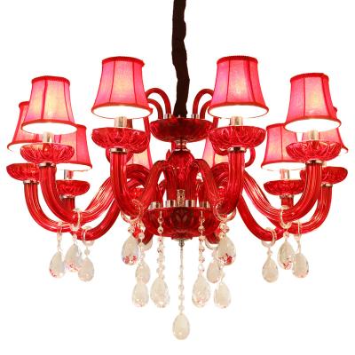 China Modern Classic Red Crystal Luxury Chandelier Decoration Candlelight Hall Banquet Chandelier Restaurant Crystal Pendant Lamp for sale