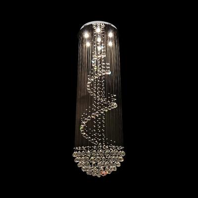 China Long Modern Minimalist Spherical Staircase Chandelier Modern Glass Ball Duplex Villa Spiral Staircase Attic Chandelier for sale