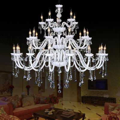 China Contemporary Luxury Crystal Chandelier White Glass Crystals To Large Home Decoration Project Crystal Chandeliers For Hotel Pendant Lamp for sale