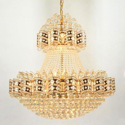 China Traditional Modern Luxury Gold Crystal Customizable Cavity Villa K9 Modern Decoration Chandelier Interior Lighting Chandelier Pendant Lamp for sale