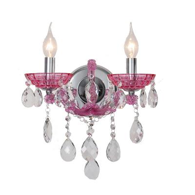 China Maria Theresa's Modern Pink Luxury Hanging Corridor Crystal Aisle Lamp Bedside Bedroom Lamp Decorative K9 Wall Lamp for sale