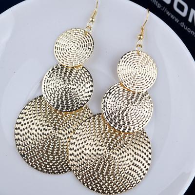 China Vintage S925 Silver Needle Overdone Atmospheric Multilevel Disc Women's Retro Alloy Cheap Fashion Earrings for sale