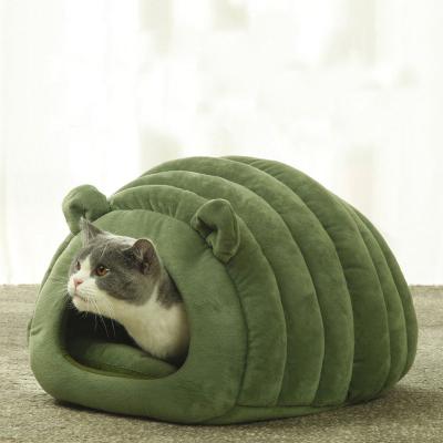 China Japanese Partially Enclosed Cat Bed Pet Kennel Autumn And Winter Warm Sustainable Cat Litter Pet House for sale