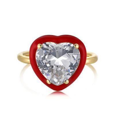 China New Exquisite gemstone18K silver and simple color S925 gold plated heart shaped macaron ring TRENDY for sale