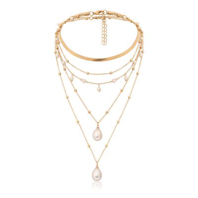 China FASHIONABLE baroque multi layer wedding necklace multi element gild necklace fashion pearl necklace for sale