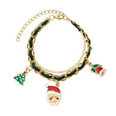 China Vintage Christmas Bracelet Christmas Tree Bell Cane Christmas Bracelet Woman CIA Gold Plated Bracelet for sale