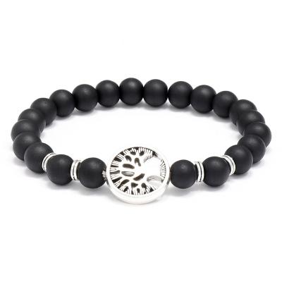 China Wholesale Fashion personality vintage personality Korean hip hop Central Institute of Statistics cold wind black frosted beaded bracelet men's bracelet jewelry for sale