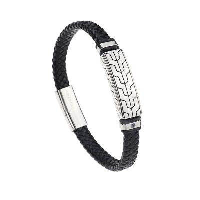 China New Casual / Sporty Leather Hand - Woven Bracelet Mens Creative Vintage Stainless Steel Bracelet for sale