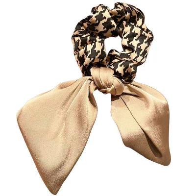 China Environmentally Friendly Ladies Large Intestine Large Intestine Bow Tie Ribbon Houndstooth Birthday Headband Hair Accessories Ring for sale