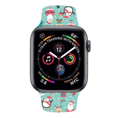 China Non-specific suitable for Apple 2 Se 3 4 5 6 watch band Christmas printed silicone apple watch band strap BD14 for sale