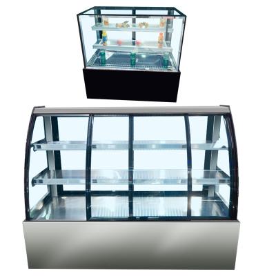 China Double-temperature Glass Square Refrigerator Cake Storage Pastry Cake Chiller Cabinet for sale