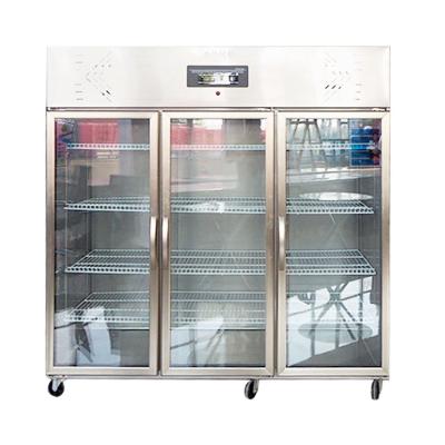 China Single-temperature Glass Three-open Door Stainless Steel Refrigerated Display Cabinet, Fruit And Vegetable Storage Cabinet for sale