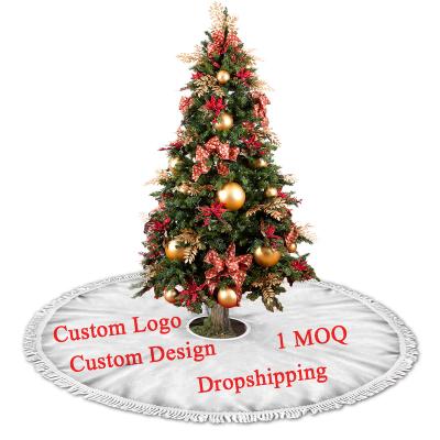 China Christamas Home Decoration Christmas Reindeer Plaid Stripes Seamless Red/Green Unique Christmas Decors Christmas Ornament Skirts For Christmas Tree Decoration for sale