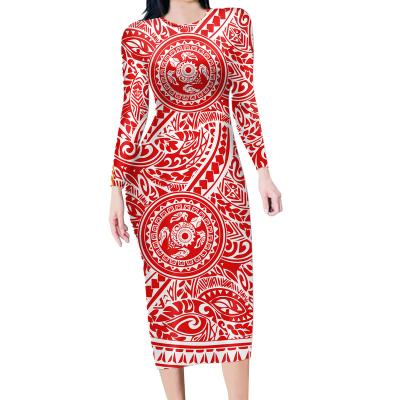 China Anti-Static Sexy Long Sleeve Dresses 2021 Fashion Polynesia Design Plus Size Sexy Bodycon Dress Beautiful Summer Clothes for sale