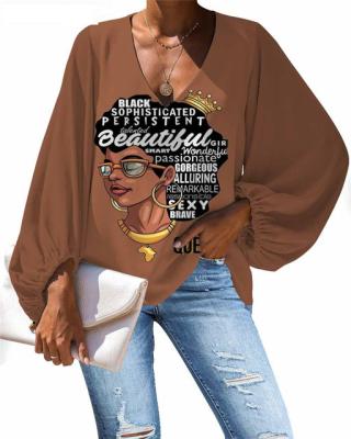 China Spring Anti-pilling Shirts For Women Blouse 2021 Unique Afro Girls Lantern Sleeve Ladies Blouses Tops Elegant Woman Chiffon Blouse Custom for sale