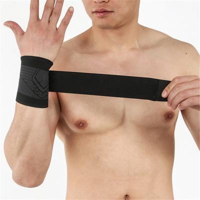 China Sports Adjustable Elastic Safety Breathable Safety Wrist Brace Support Strap Nylon Elastic Bandage Wrap For Basketball for sale