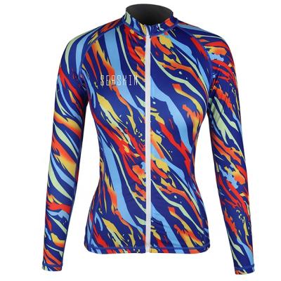 China Long Sleeve Seaskin STOCK ON SALES Women's Long Sleeve Full Zip Front Shirt Rash Guard Sun for sale