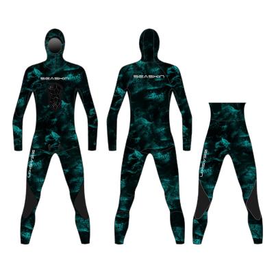 China Hot Sale Anti-UV High Quality Custom Neoprene Seaskin Hooded Spearfishing 3mm Wetsuit for sale