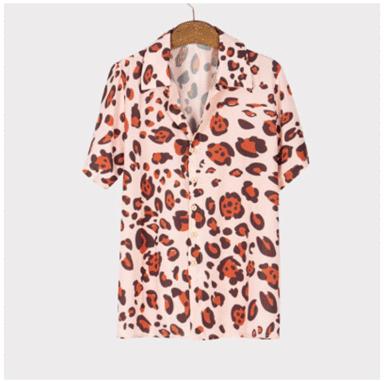 China Amazon 2021 New Tops Men's Tops Casual Vacation Beach QUICK DRY Leopard Print Shirt Short Sleeve Shirt for sale