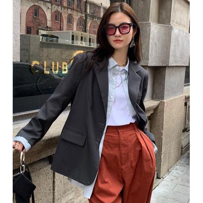 China 2021 Wholesale Autumn New Style College Crisp Anti-Wrinkle Amazon Small Suit Small Loose Jacket Women's Two-piece Jacket for sale