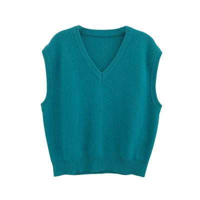 China 2021 Wholesale Autumn New Waistcoat Gentle Stacking Breathable Casual V-Neck Sweater Round Wish Neck Knitted Vest Women Slim Top Vest for sale