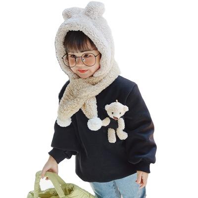 China The Other Amazon Winter New Autumn And Winter Children Clothes Bear Doll Girls Plus Velvet Jacket Baby Sweaters for sale