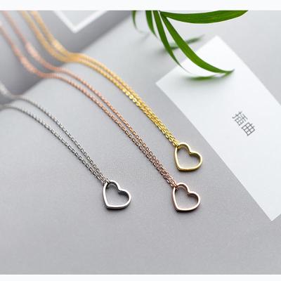 China D3634 925 Nickel Free Lady's S Day Love Silver Clavicle Necklace Outlet Jewelry Seller Stop Chain Women Hollow Out Silver ' for sale