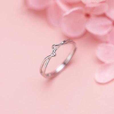 China Nickel Free Ring Student Wave Ring from Sterling Silver Jewelry Silver Double Christmas J6344 for sale