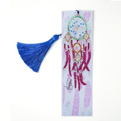 China Educational DIY Beaded Rooster Bead Diamond Dot Painting Bookmark with Tassel for sale