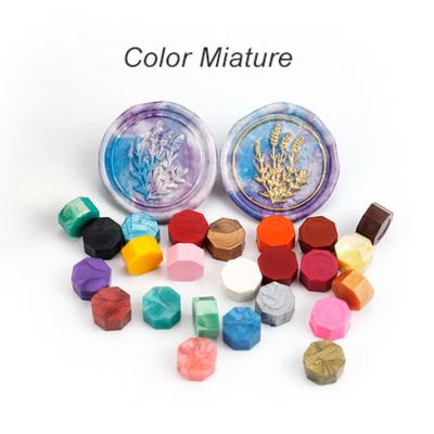 China Custom Colored Decorating Bottle Wax-Saled Sealing Stamp Pastel Octagonal Wax Beads In Container Jar Set for sale