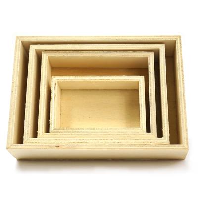 China Europe Custom Simple Small Square Wooden Gift Box Set For Jewelry Storage for sale