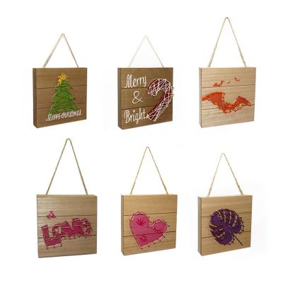 China Europe Home Wall Decoration Wooden String Art Box Sign for sale