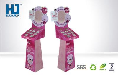 China Fashionable PINK Cosmetic Display Stand Corrugated Display Shelf for Makeup for sale