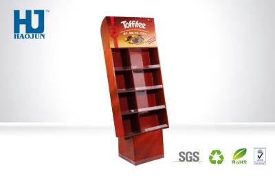 China Red 4 Tiers Corrugated Cardboard Beverage Display Stand For Coffee for sale