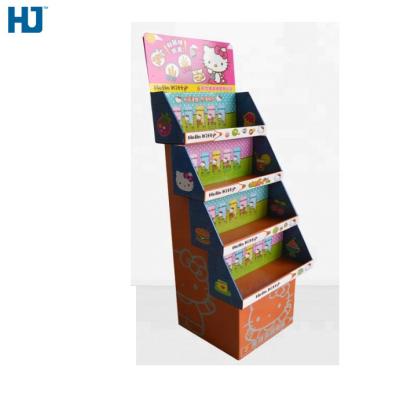 China 4 Tiers Foldable Cardboard Display Hard Material For Toys Doll Supermarket Retail for sale