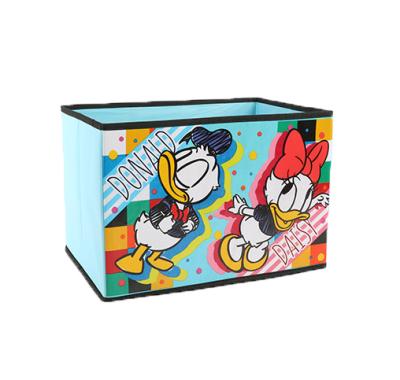 China Custom Collapsible Cartoon Folding Nonwoven Colorful Reusable Waterproof Storage Box With Cover for sale