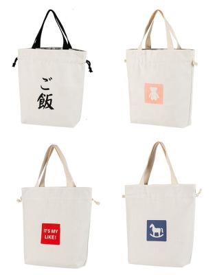 China Japanese Style Canvas Waterproof Custom Drawstring Insulated Lunch Cooler Bag for sale