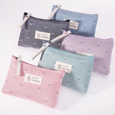 China Factory Custom Creative Eco-Friendly Canvas Eco-Friendly Creative Makeup Cotton Cosmetic Bag With Zipper for sale