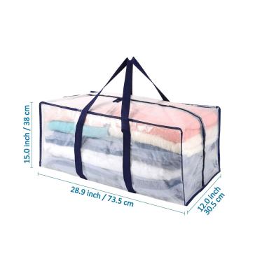 China Clear 86 Liters 50lbs DURABLE RESISTANT Waterproof 220 Gsm Volume Eco-Friendly Reusable Coated Polypropylene PP Woven Storage Bag With Handle for sale