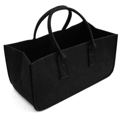 China Custom Hot Sale Eco-Friendly Felt Bag Black Chimney Wood Bag Felt Basket Felt Newspaper Shims Newspaper Basket for sale