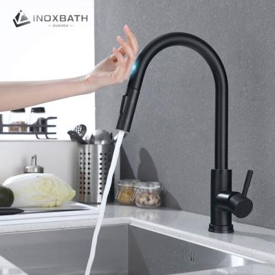 China Sense Faucets 304 Stainless Steel Mixer Hot and Cold Water Swan Faucets Tap Single Handle Matte Black Kitchen Faucet by CUPC for sale