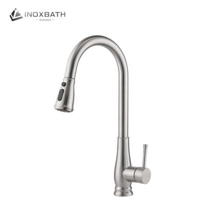 China Modern Single Handle Mixer Tap Stainless Steel Faucet 304 Functional Pull Down Kitchen Sink Faucets for sale