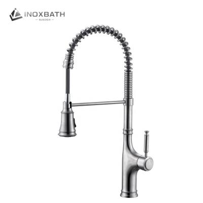 China Modern Pull Out Spray Kitchen Sink Faucet Faucet With Pull Down Swivel Sprayer Spout 360 Degree Rotatable Slim Mixer Tap for sale