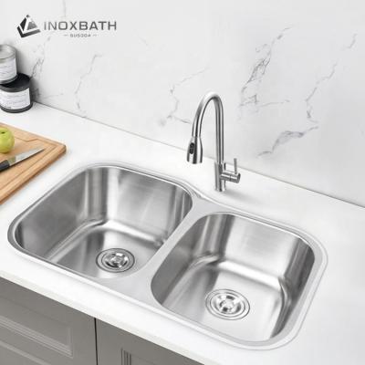 China Without Faucet Manufacturer Stainless Steel 304 Kitchen Accessories Double Bowls Large Undermount Kitchen Sink for sale