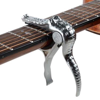 China GUITAR Alice A007G Crocodile Head Form Acoustic Guitar Folk Quick Tuning Change Tune Capo Chrome Chrome for sale